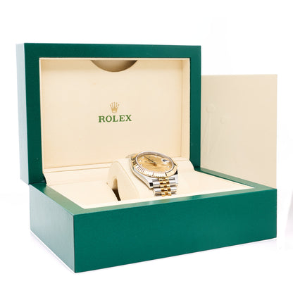 Rolex Stainless Steel 18K Yellow Gold Diamond 41mm Oyster Perpetual Datejust Watch Champagne 126333 5 of 5
