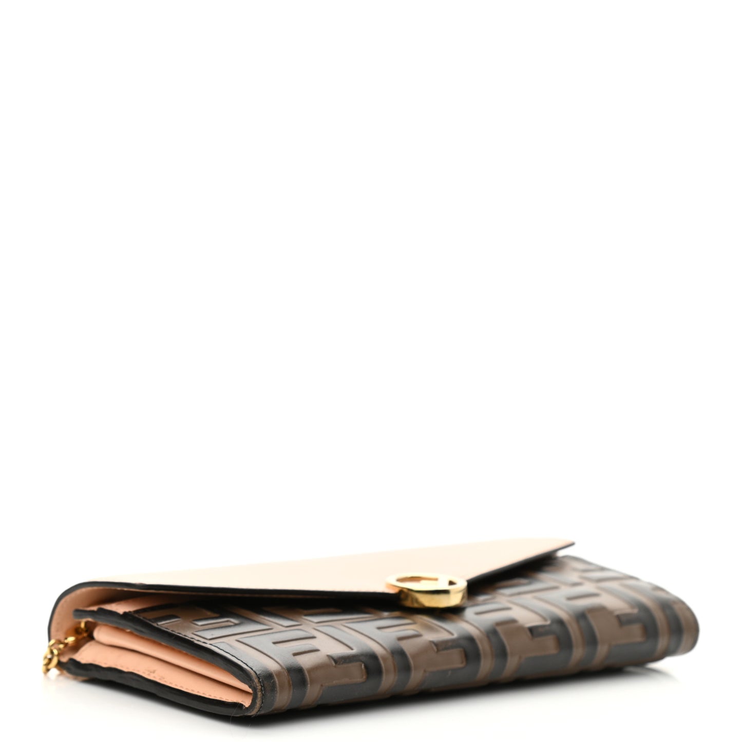 Vitello Cruise F is Fendi Bi-Color FF 1974 Embossed Continental Envelope Wallet On Chain Maya Black Light Rose