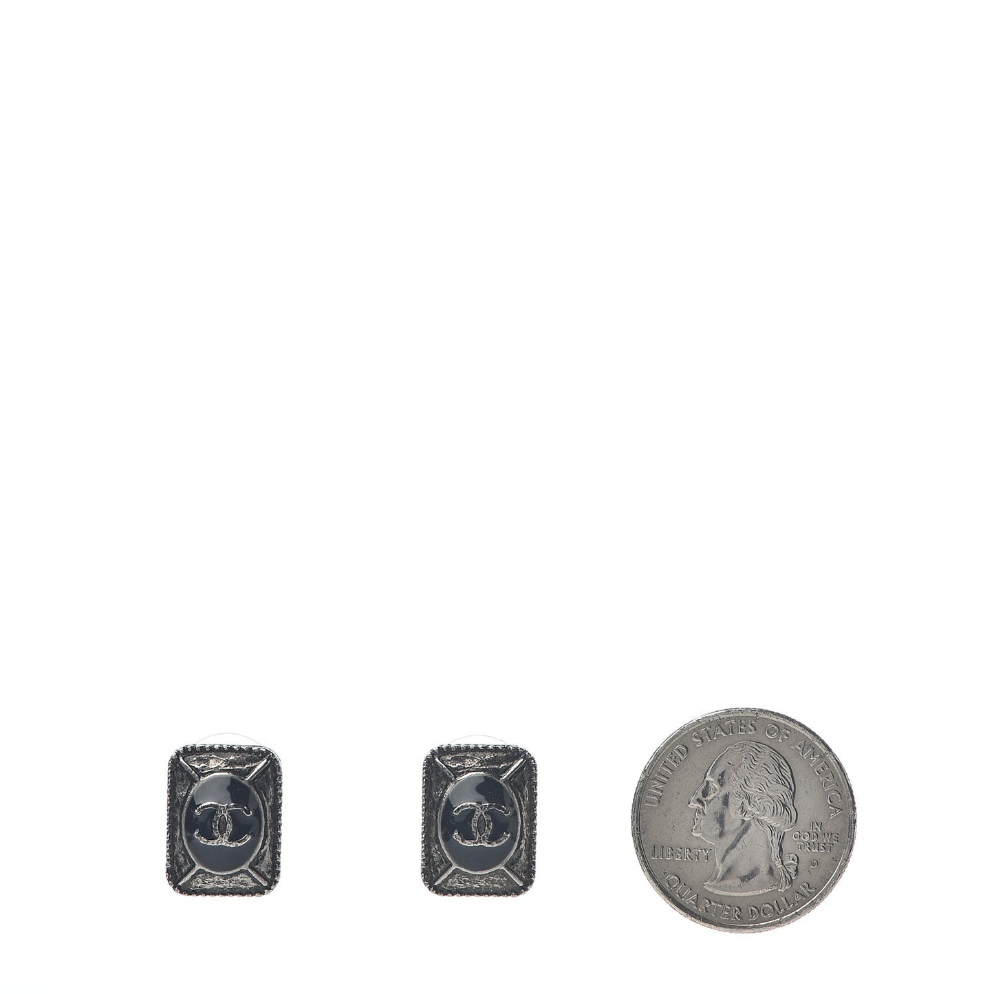 Ruthenium Enamel CC Earrings Blue