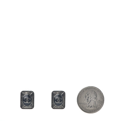 Chanel Ruthenium Enamel CC Earrings Blue 2 of 5