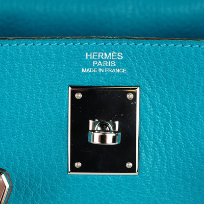 Hermes Chevre Mysore Kelly Retourne 32 Bleu Paon 8 of 23