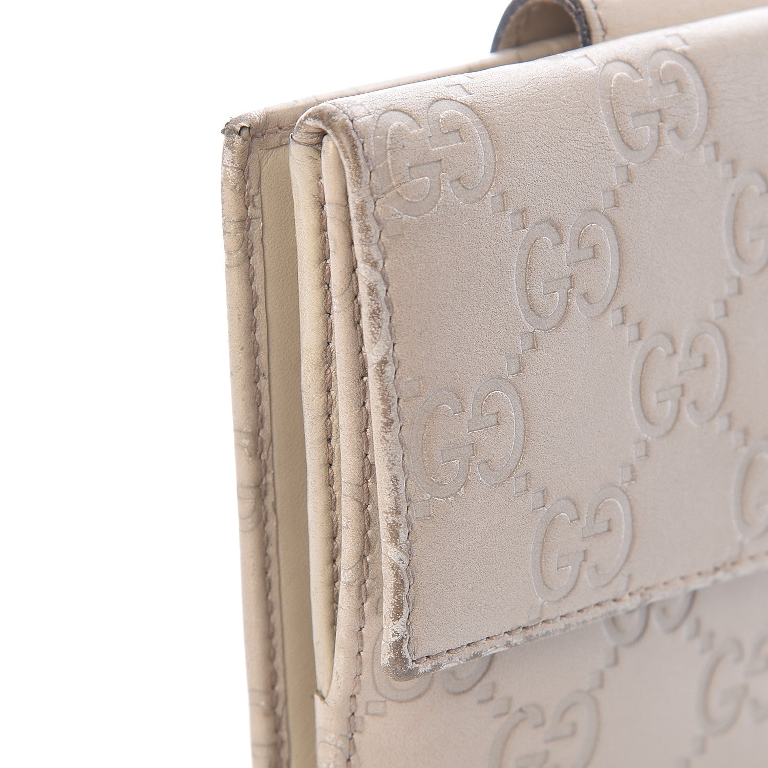 Gucci Guccissima Icon Bar French Flap Wallet White 17 of 21