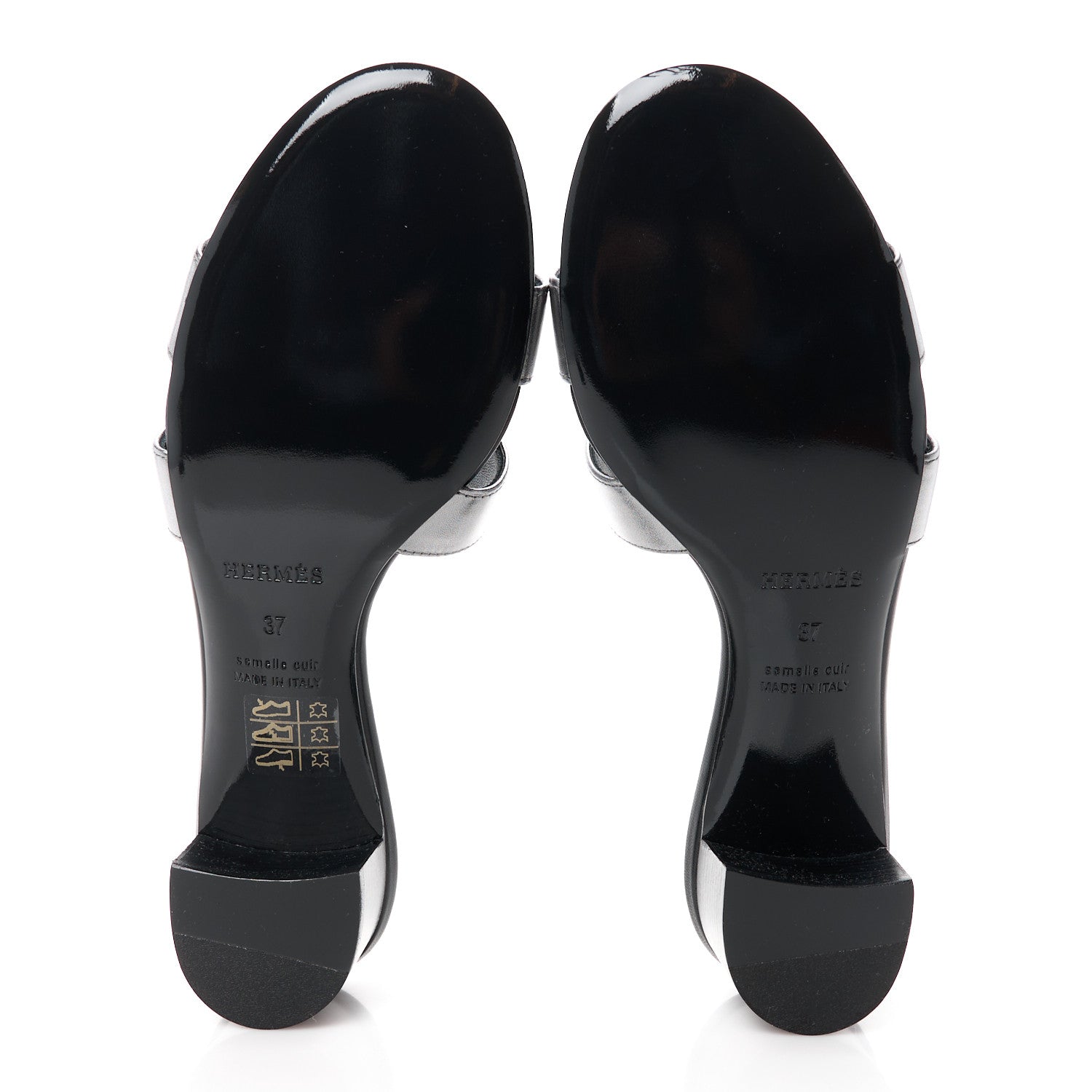 Hermes Metallic Nappa Oasis Sandals 37 Argent 5 of 9