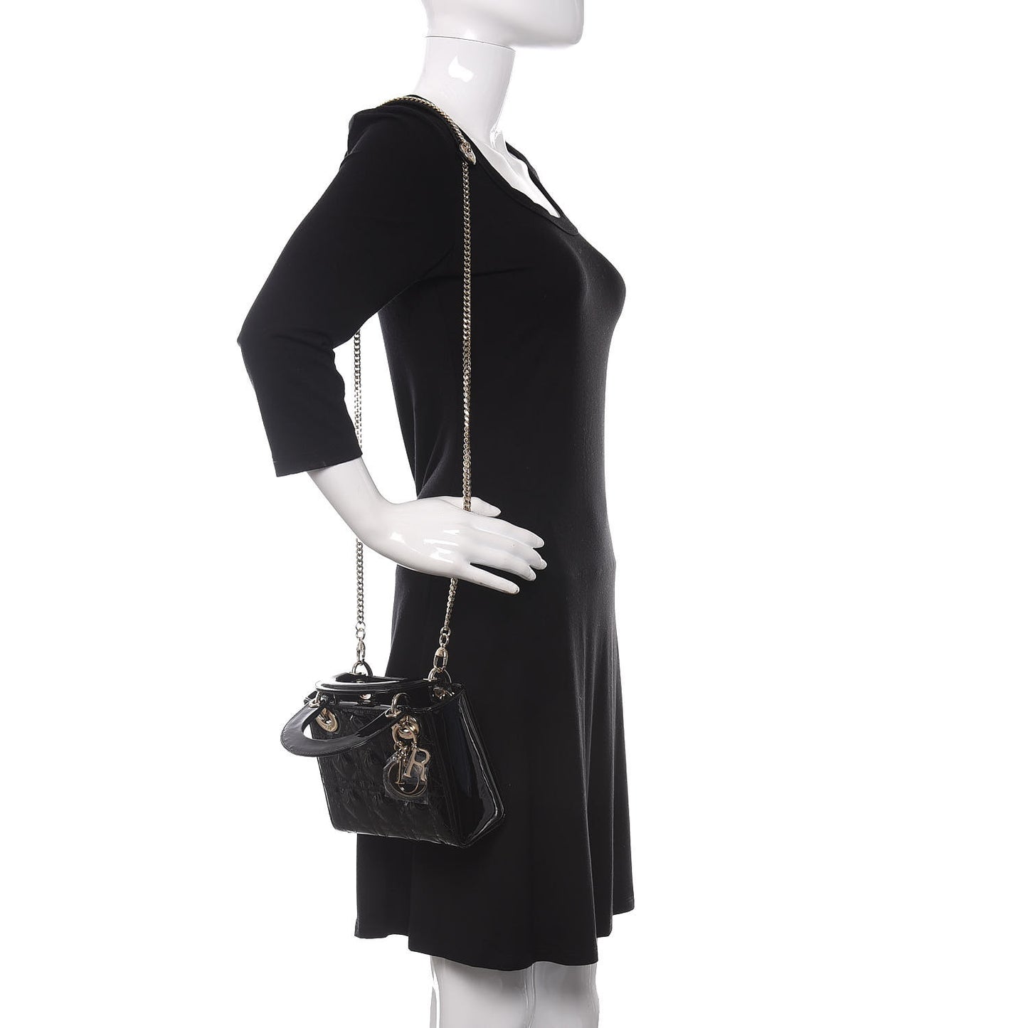 Patent Cannage Mini Lady Dior Black