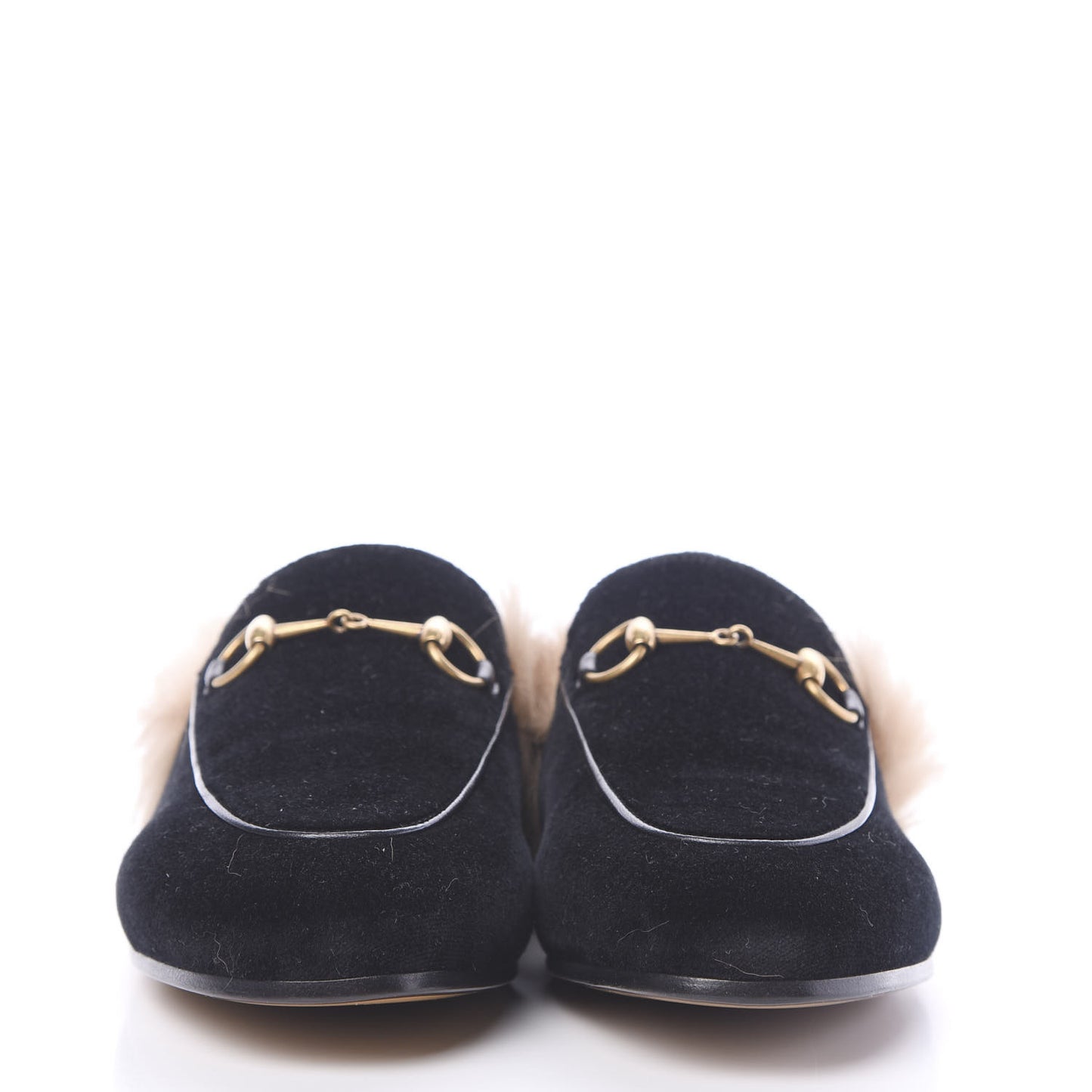 Velvet Fur Womens Princetown Slippers 38 Black