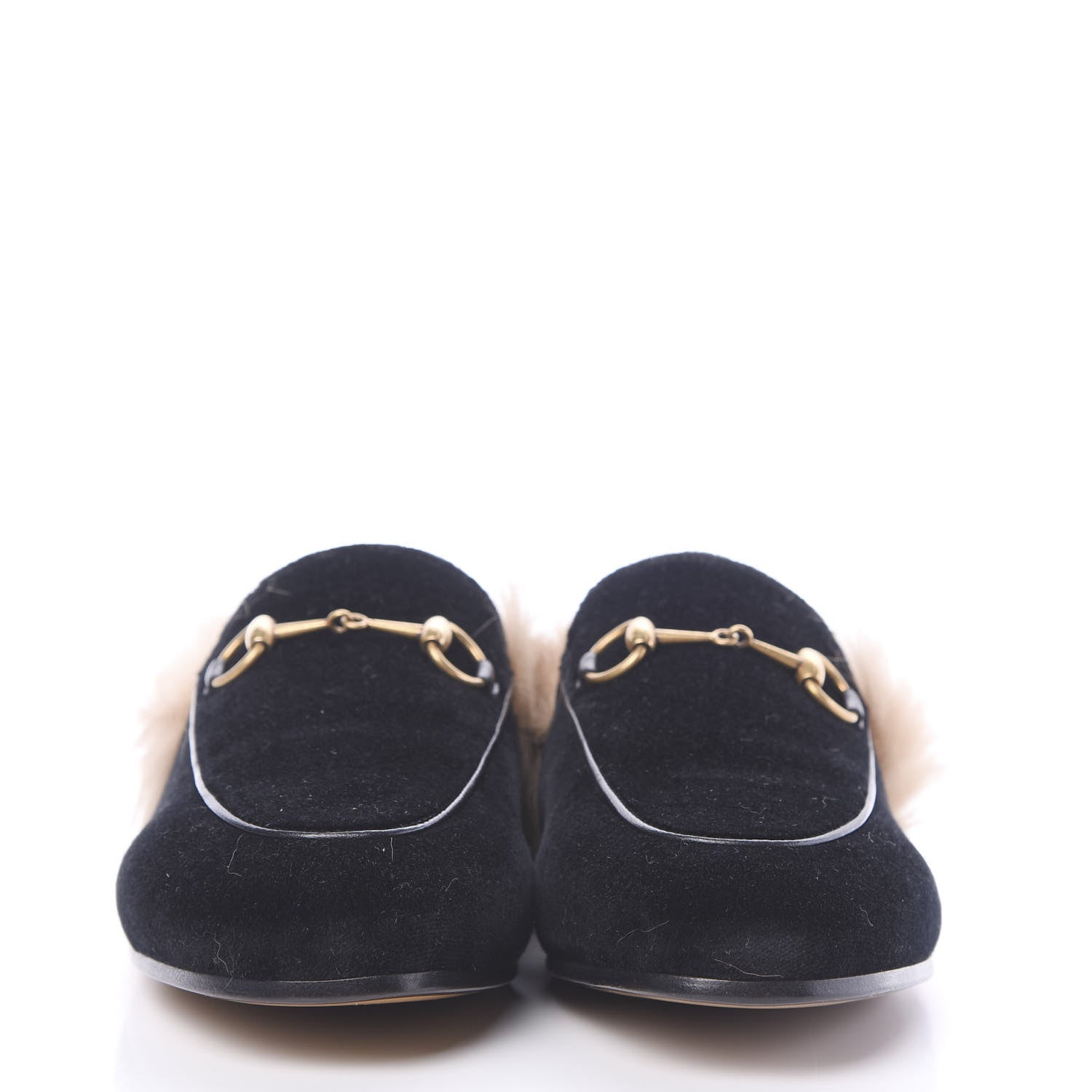 Gucci Velvet Fur Womens Princetown Slippers 38 Black 2 of 8
