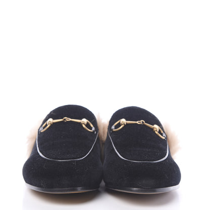 Gucci Velvet Fur Womens Princetown Slippers 38 Black 2 of 8