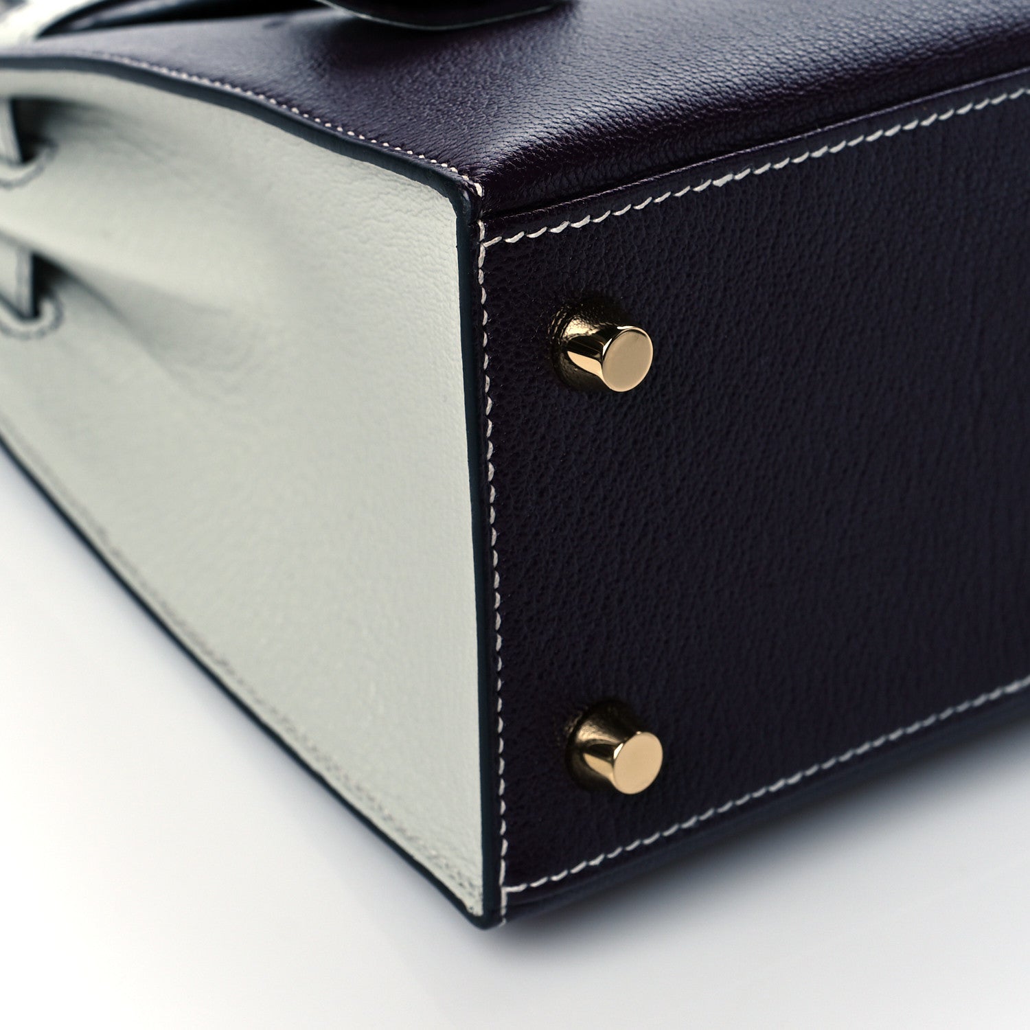 Hermes Chevre Mysore Horseshoe Kelly Sellier 25 Raisin Gris Mouette 9 of 10