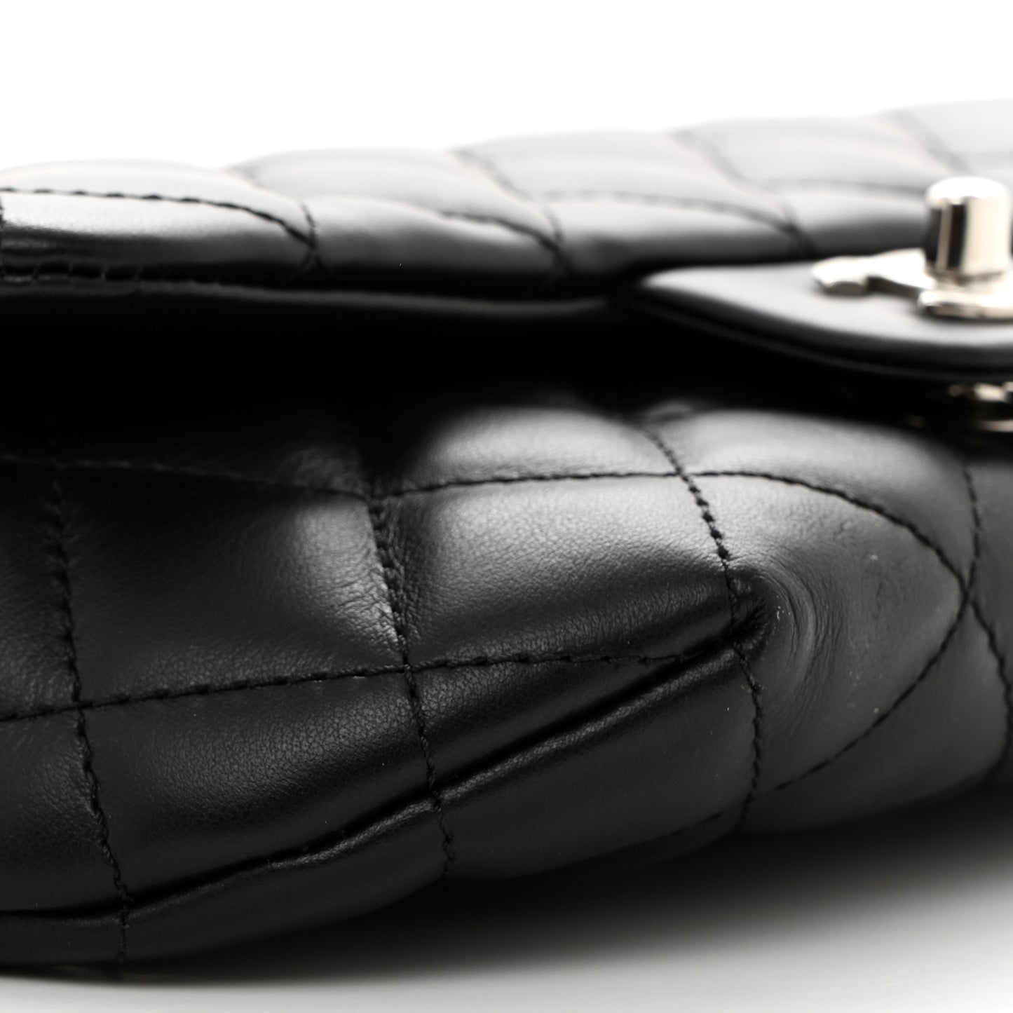 Calfskin Quilted CC Uniform Flap Belt Bag Black