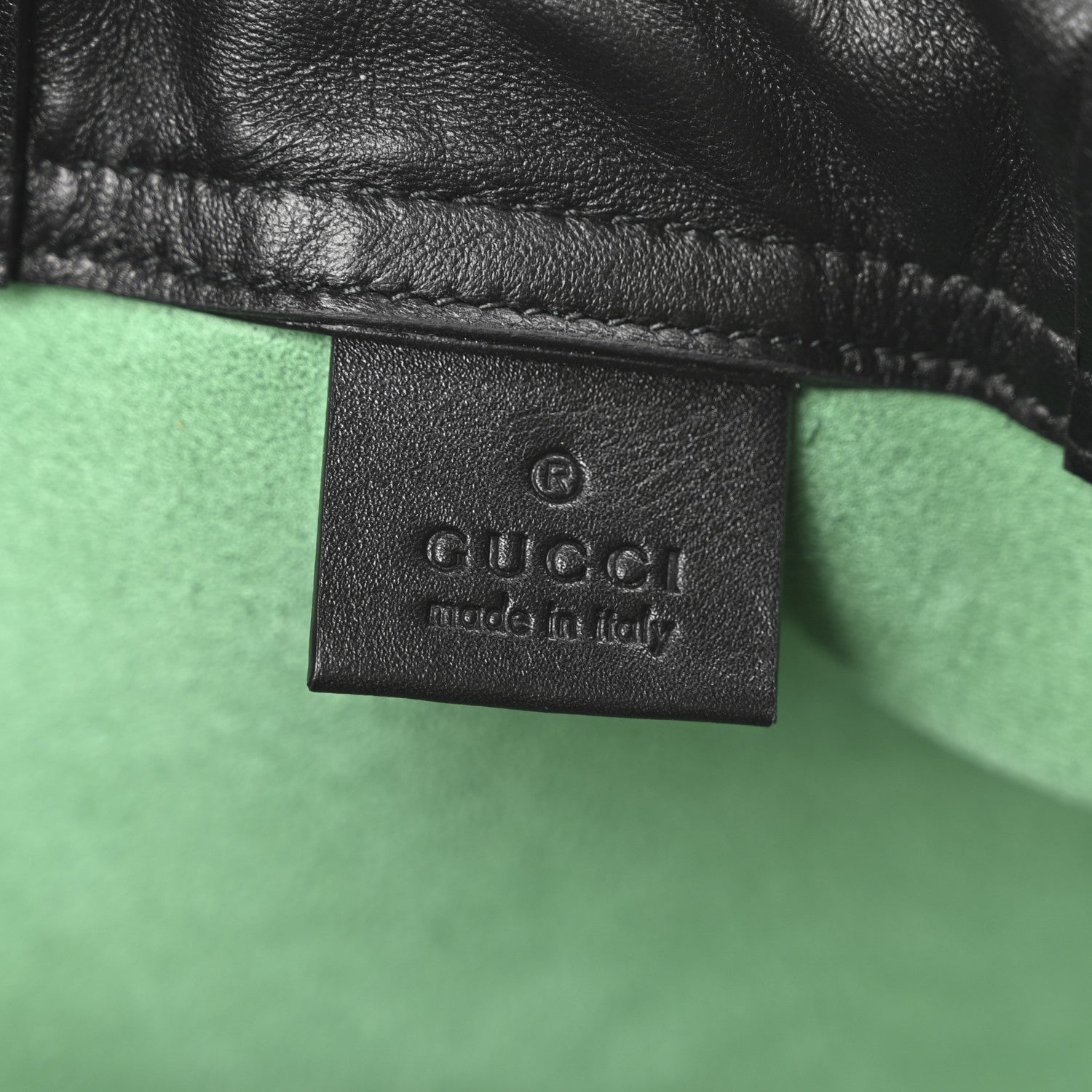 Gucci Grained Calfskin Logo Drawstring Backpack Green 7 of 11