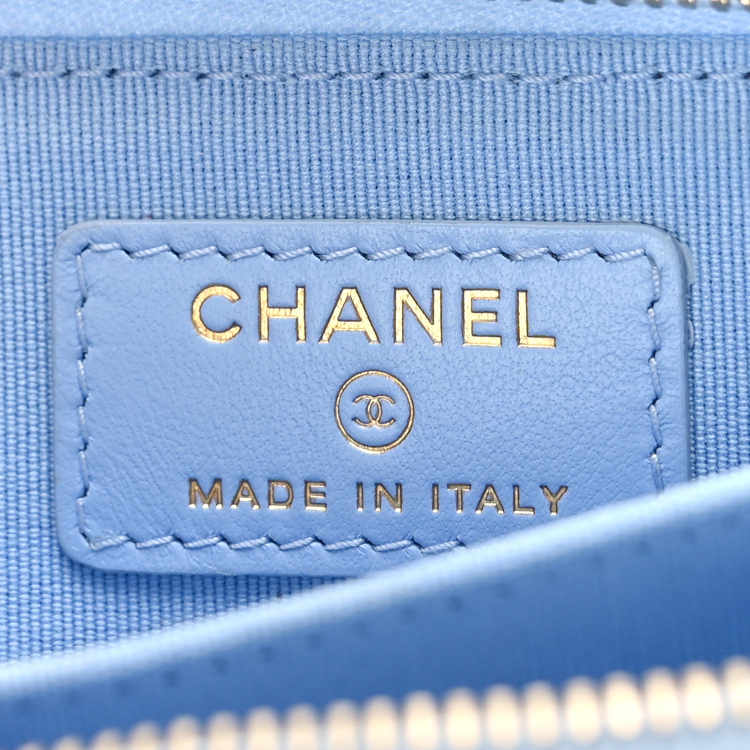 Chanel Caviar Quilted Zip Coin Purse Light Blue 6 of 9
