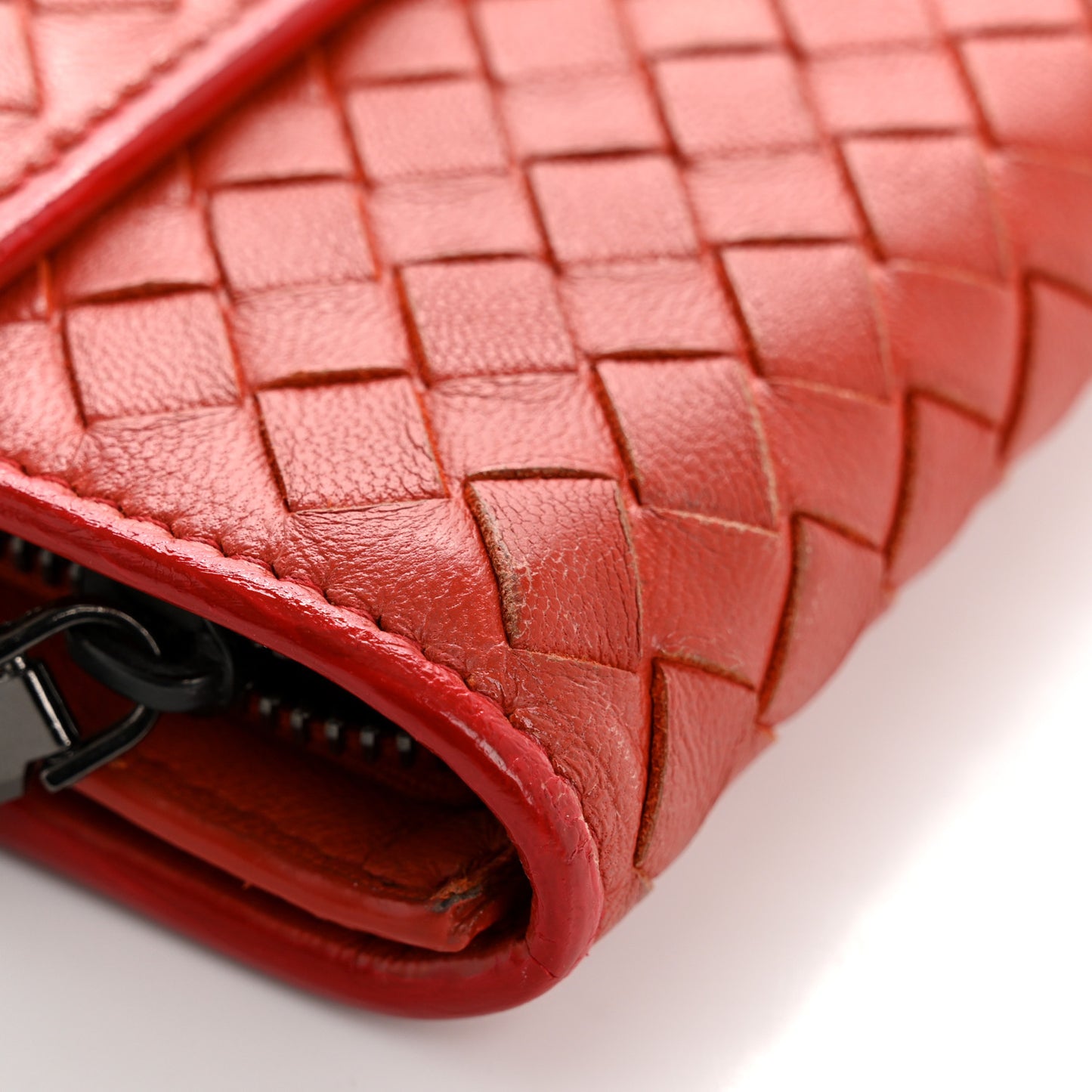 Nappa Intrecciato Continental Wallet Red