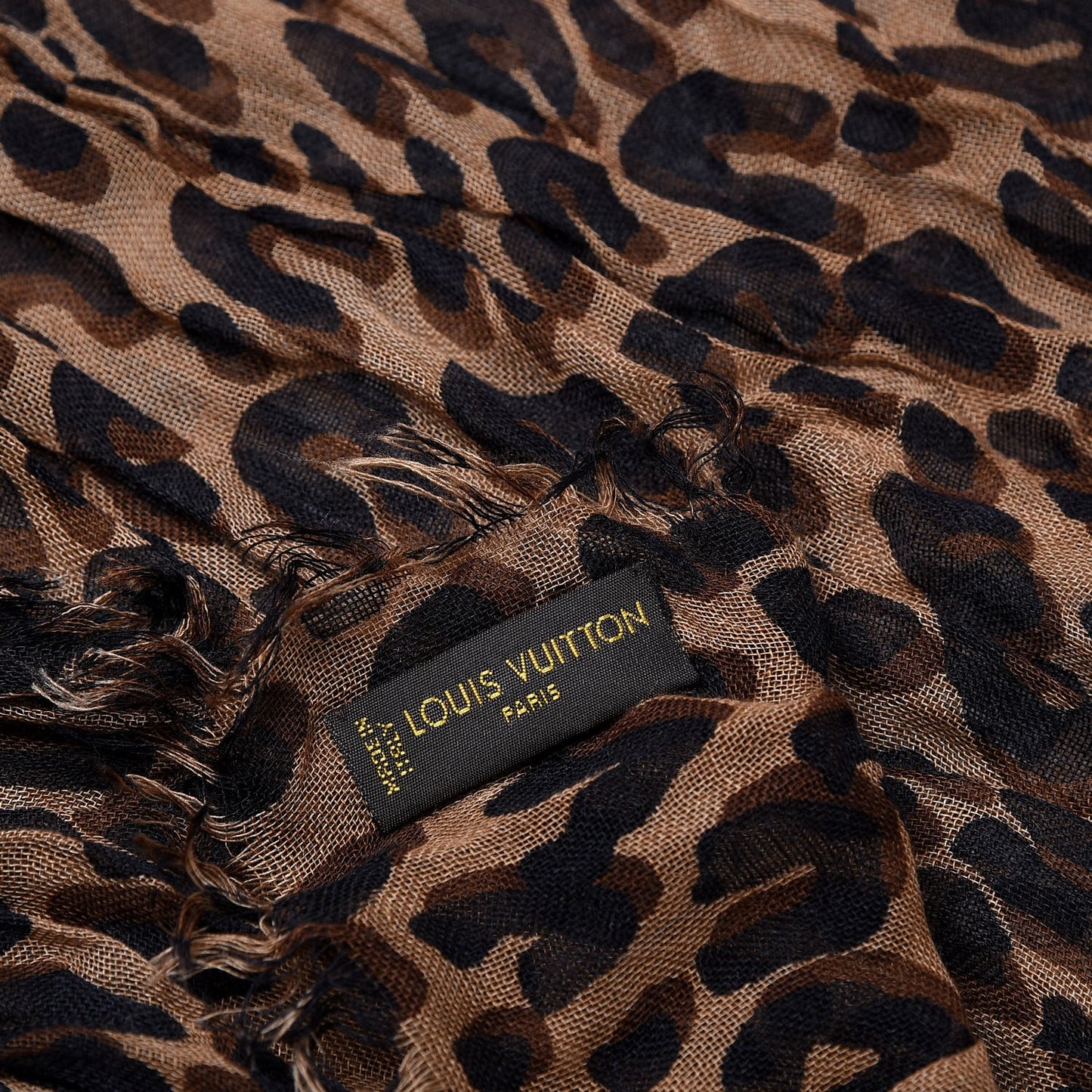 Cashmere Silk Leopard Etole Stole Marron