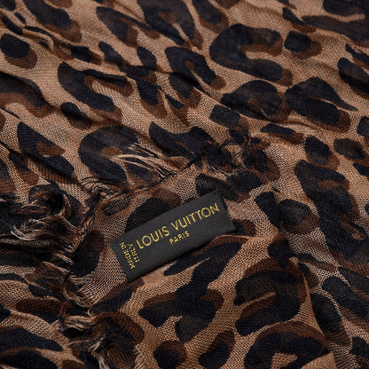 Louis Vuitton Cashmere Silk Leopard Etole Stole Marron 4 of 4