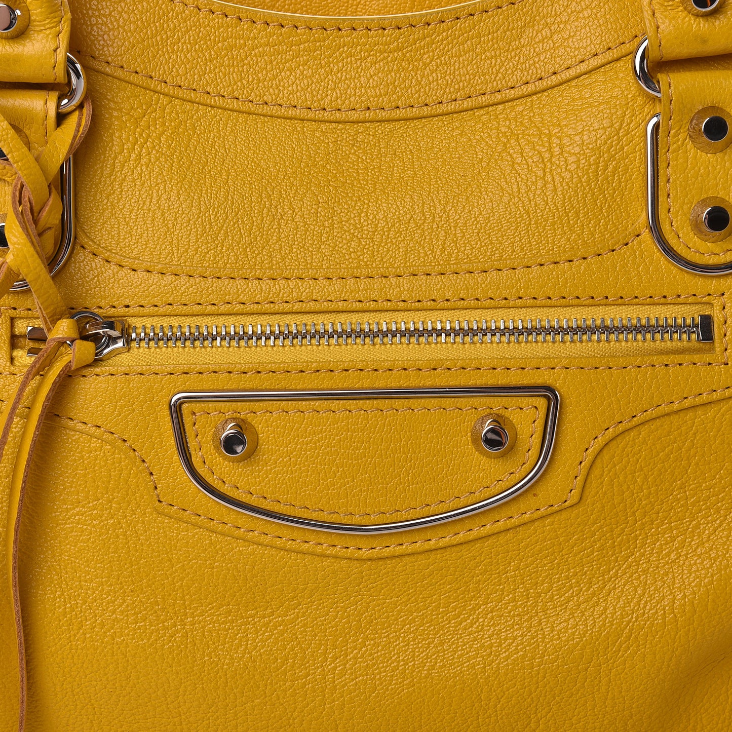 Chevre Silver Metallic Edge Hardware City Jaune Epi