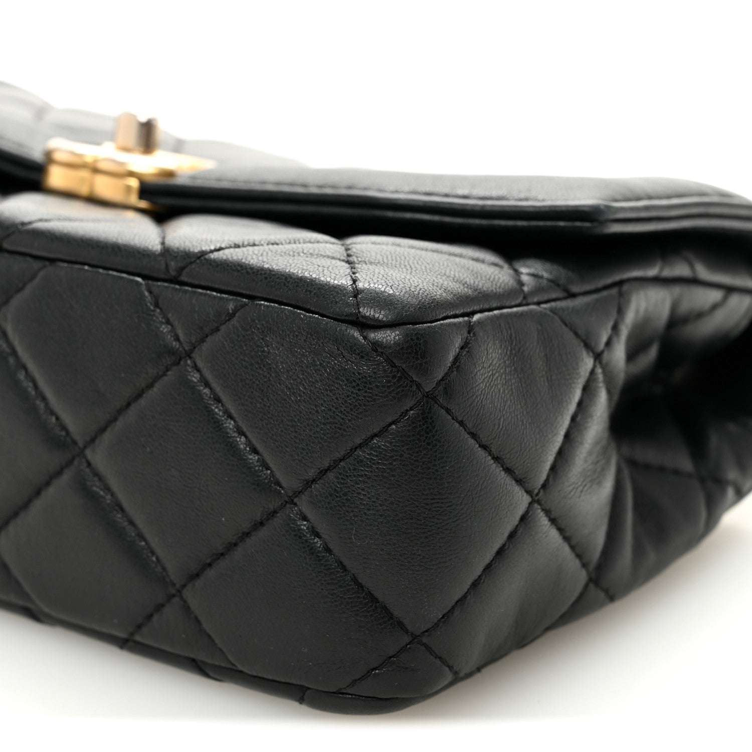 Chanel Shiny Lambskin Quilted Small Single Flap Black 1882264