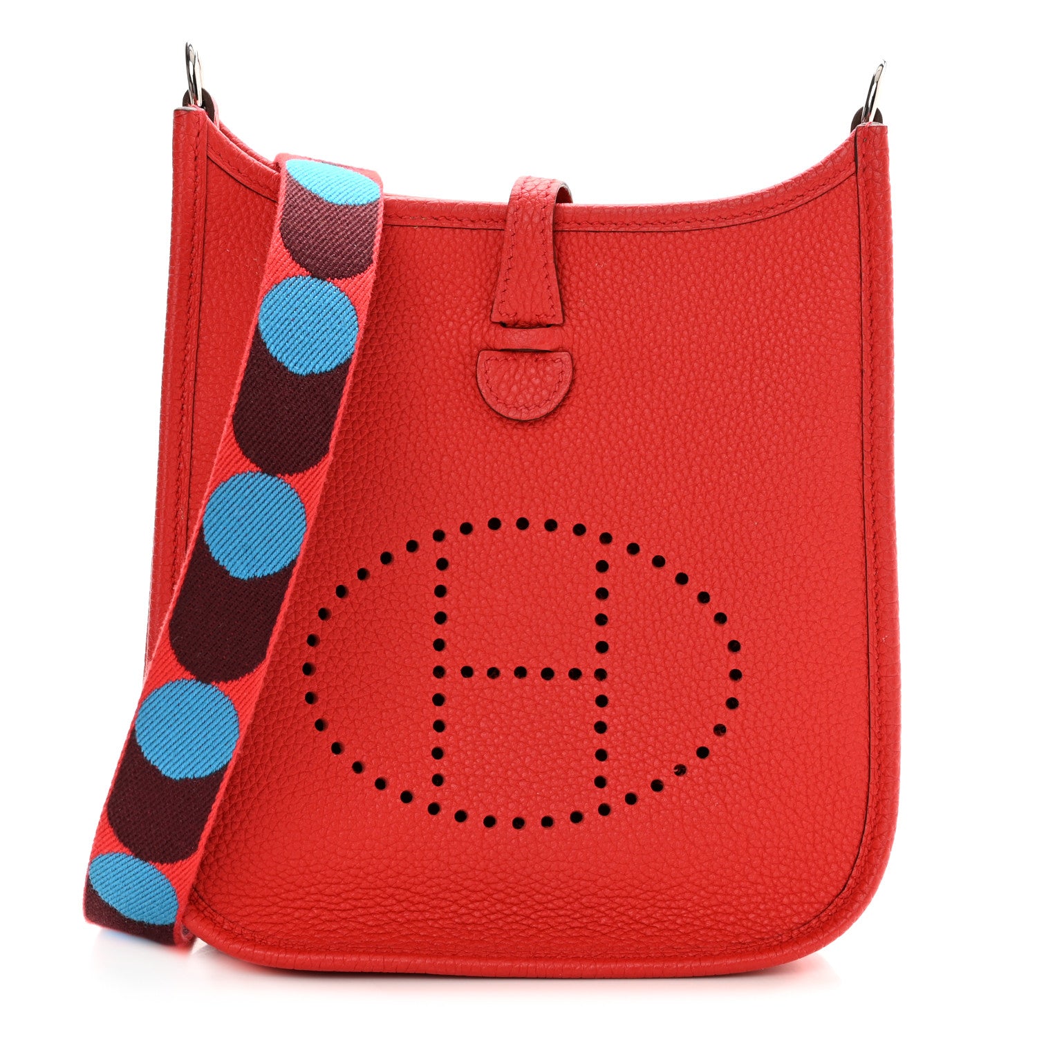 Hermes Taurillon Maurice Flipperball Sangle Evelyne TPM Rouge De Coeur Bleu Frida 1 of 12