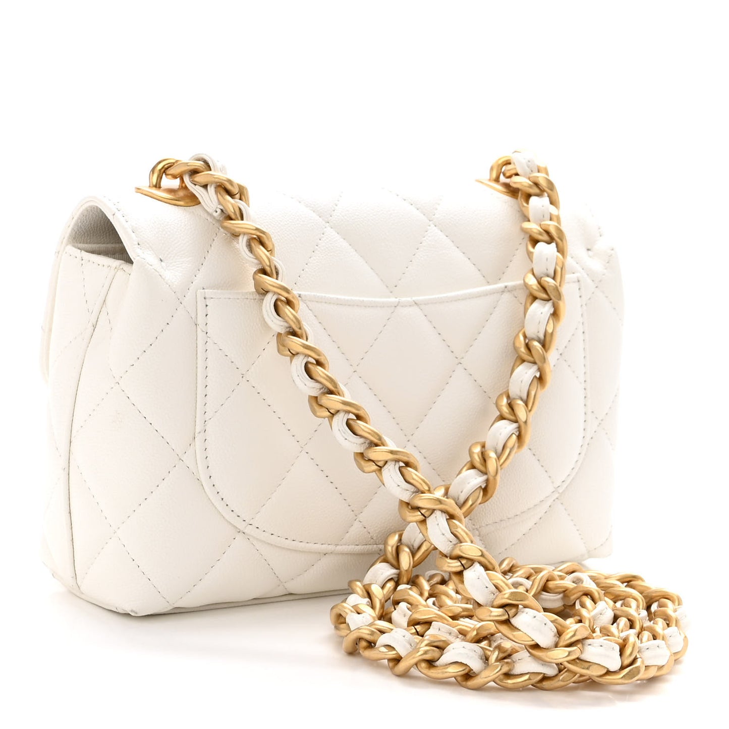 Caviar Quilted Small Flap White