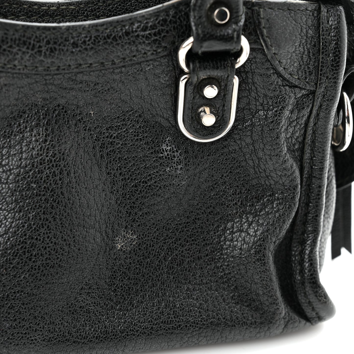 Chevre Silver Metallic Edge Hardware Nano City Black