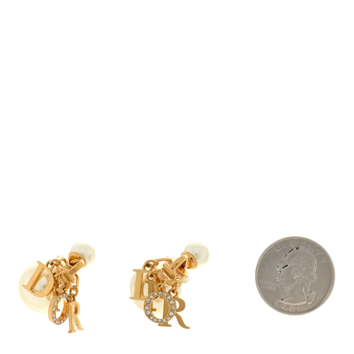 Metal Pearl Crystal Tribales Clip On Earrings Gold White