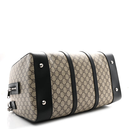 Gucci GG Supreme Monogram Selleria Calfskin Medium Duffle Beige Ebony Black 3 of 9