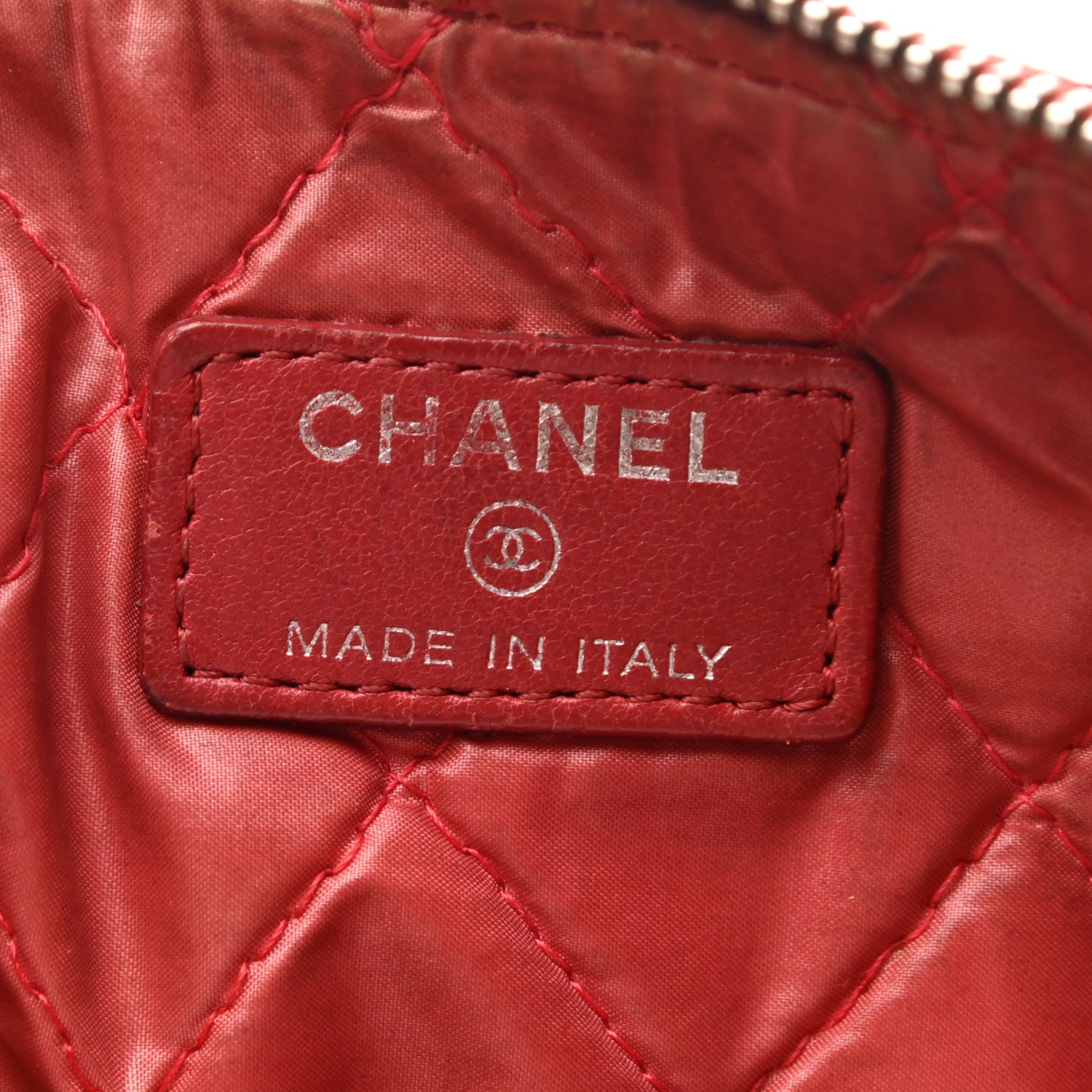 Chanel Lambskin Quilted Large Cosmetic Case Red 6 of 12