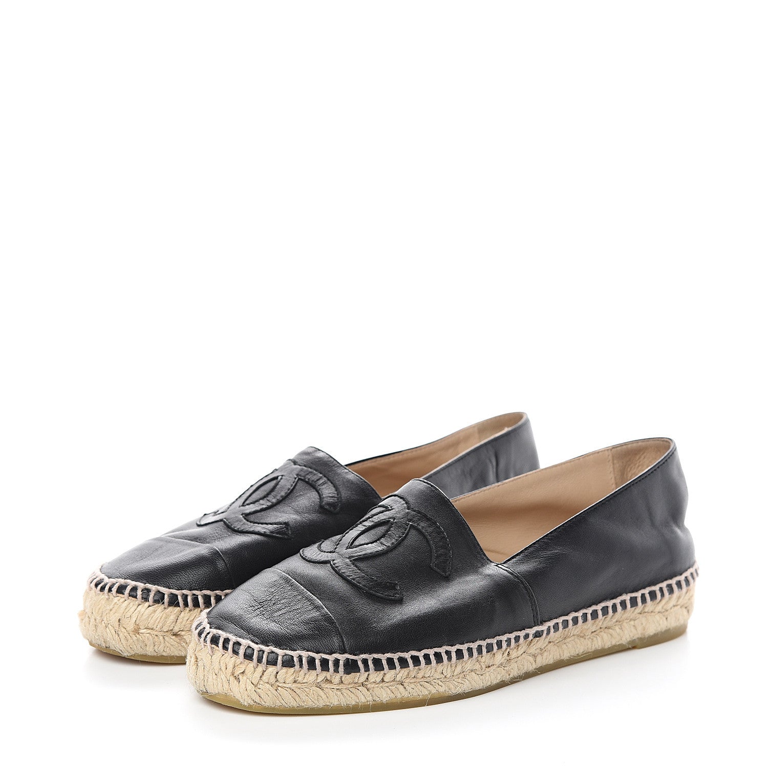 Chanel Lambskin CC Espadrilles 36 Black 3 of 8