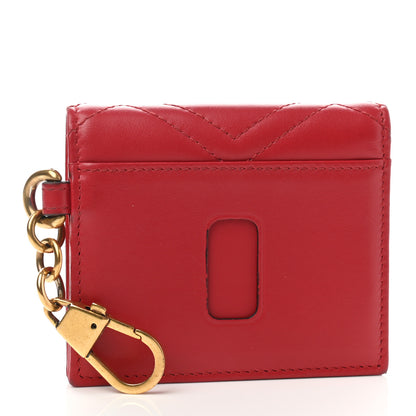 Gucci Calfskin Matelasse GG Marmont Key Case Card Holder Hibiscus Red 3 of 9