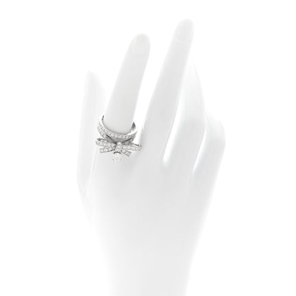 Chanel 18K White Gold Diamond Ruban Suspended Solitaire Ring 56 7.5 2 of 5