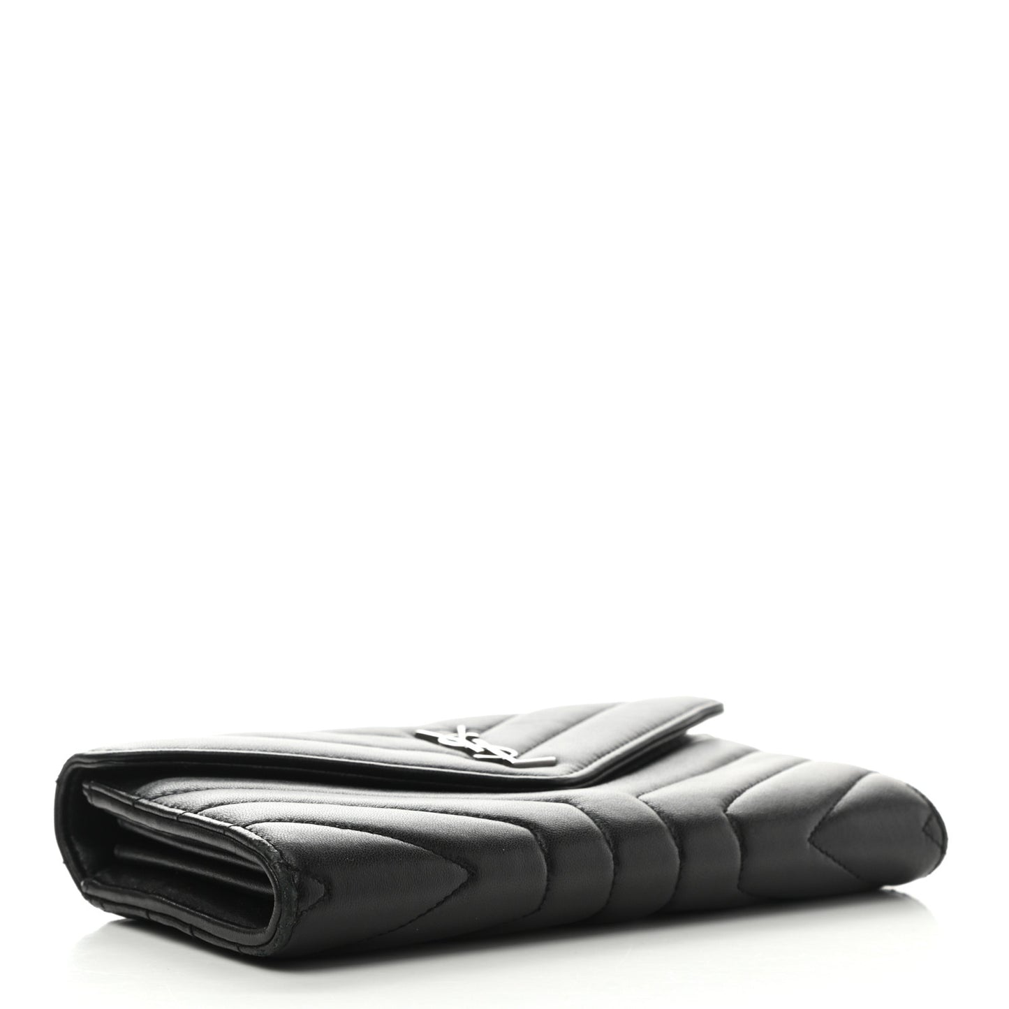 Lambskin Y Quilted Monogram Large Loulou Flap Wallet Black