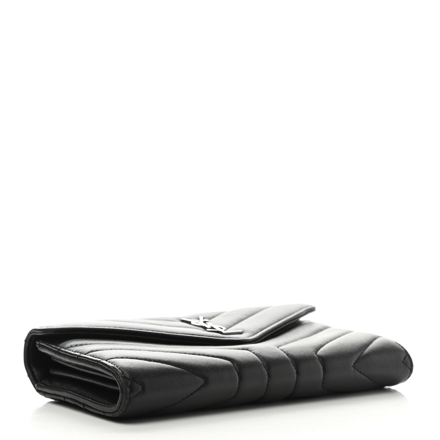 Saint Laurent Lambskin Y Quilted Monogram Large Loulou Flap Wallet Black 4 of 8