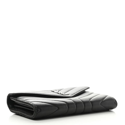 Saint Laurent Lambskin Y Quilted Monogram Large Loulou Flap Wallet Black 4 of 8