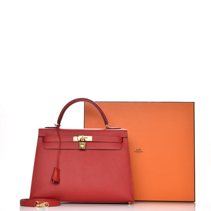 Hermes Epsom Kelly Sellier 32 Rouge Casaque 32 of 32