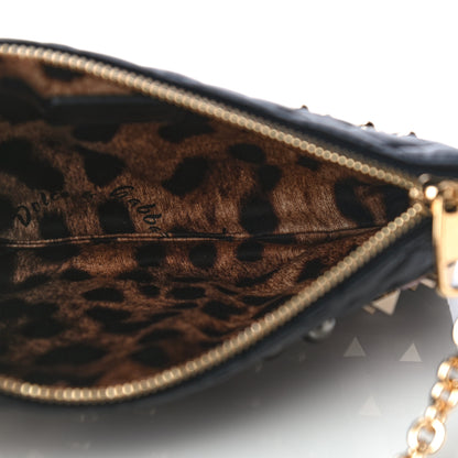 Dolce & Gabbana Lambskin Watersnake Embellished Lucia Crosssbody Bag Black 6 of 10