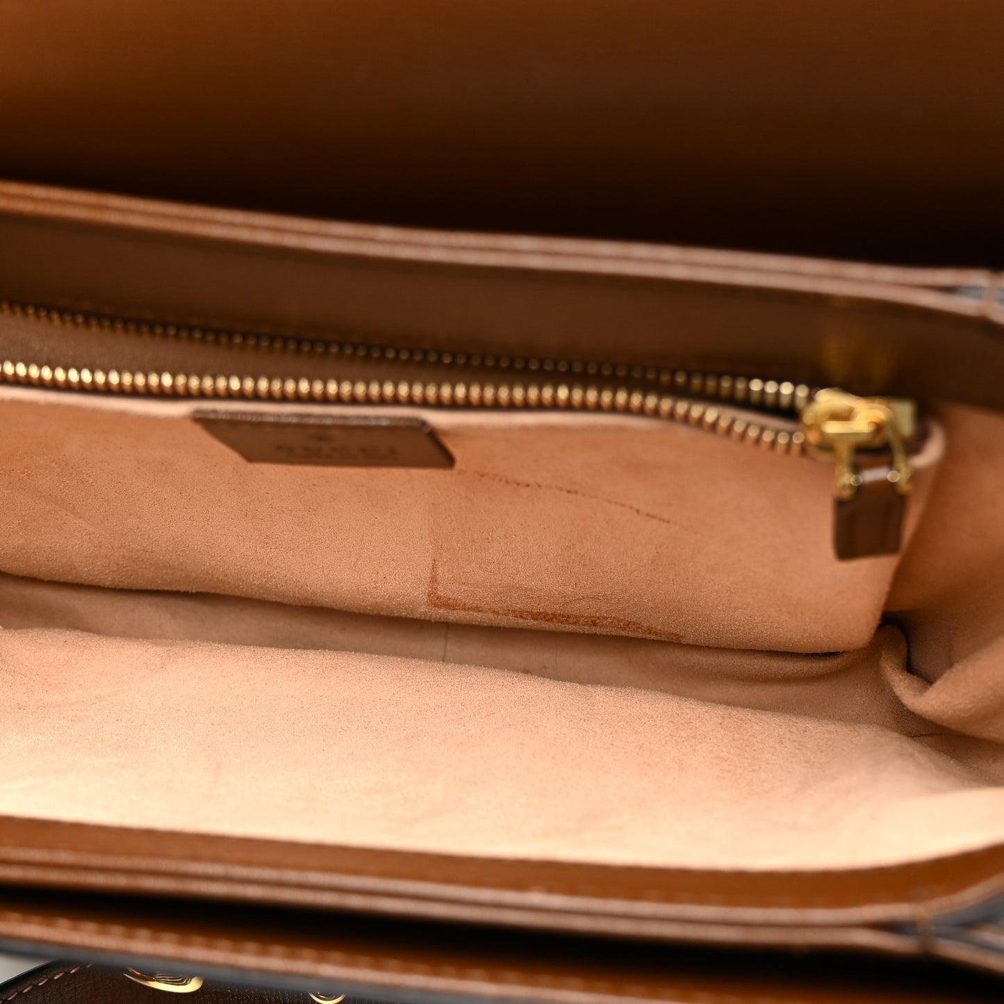 GG Supreme Monogram Horsebit 1955 Shoulder Bag Beige Brown Sugar