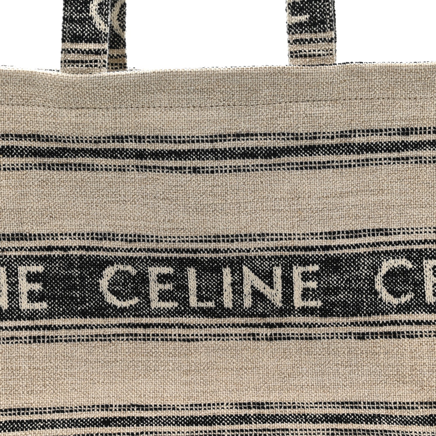 Celine Jacquard Striped Large Cabas Thais White Black 7 of 11