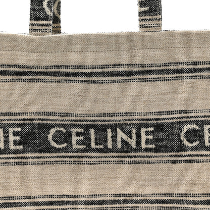 Celine Jacquard Striped Large Cabas Thais White Black 7 of 11