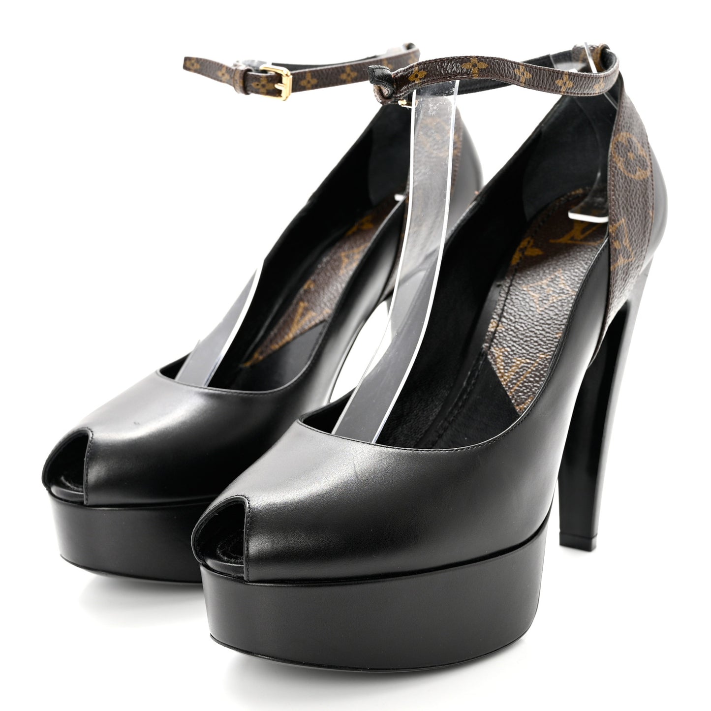 Calfskin Monogram Afterglow Platform Pumps 40 Black