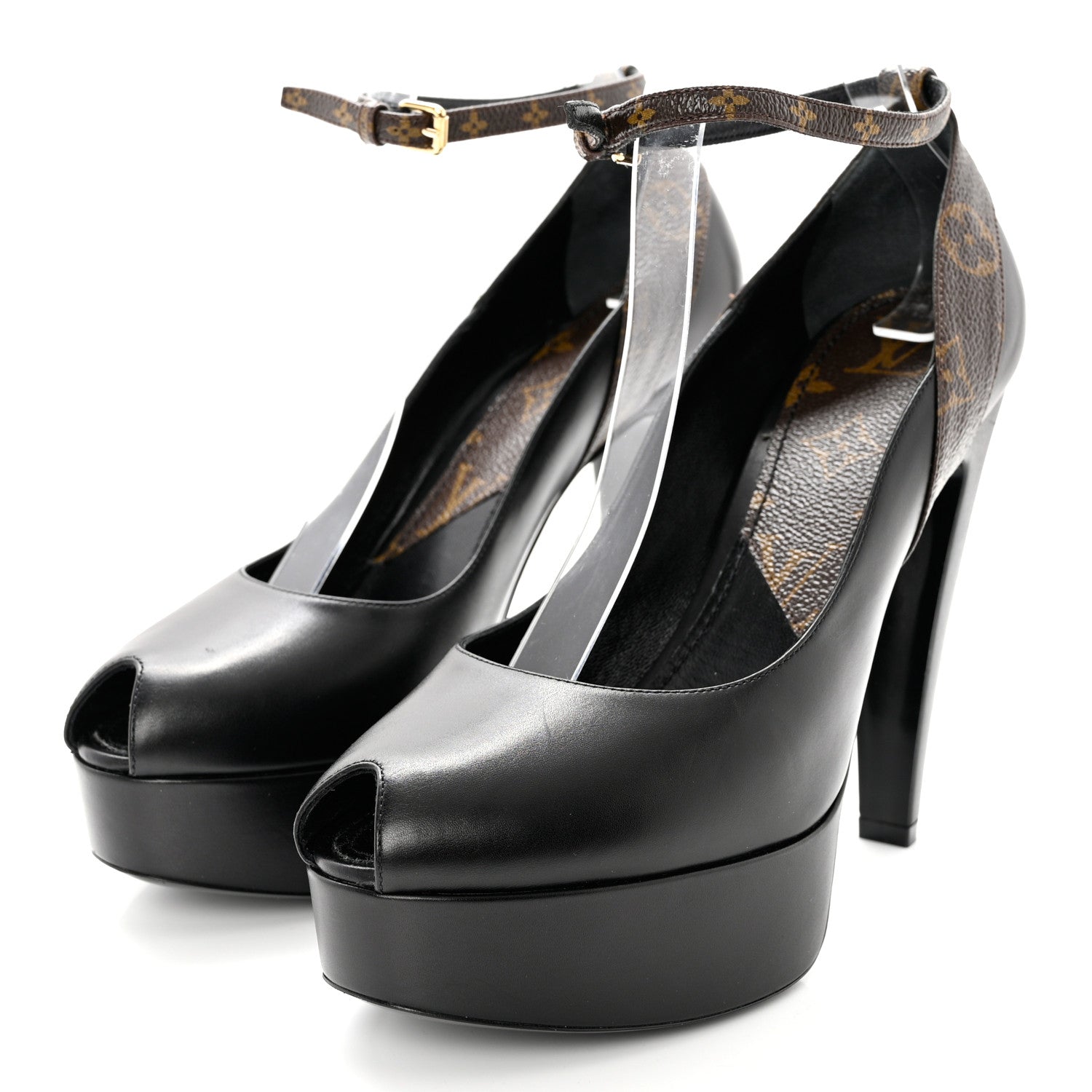 Louis Vuitton Calfskin Monogram Afterglow Platform Pumps 40 Black 3 of 9