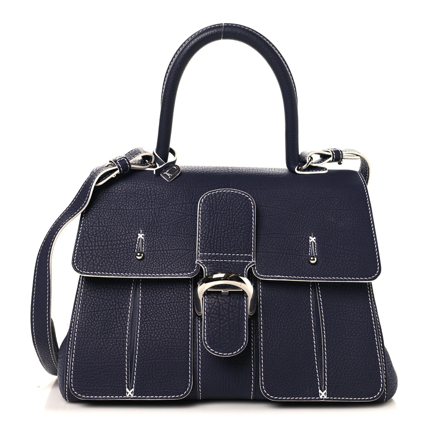 Rodeo Calfskin MM Brillant Satchel Indigo White