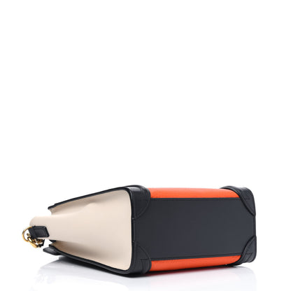 Celine Elephant Calfskin Nano Tri-Color Luggage Bright Orange 3 of 14