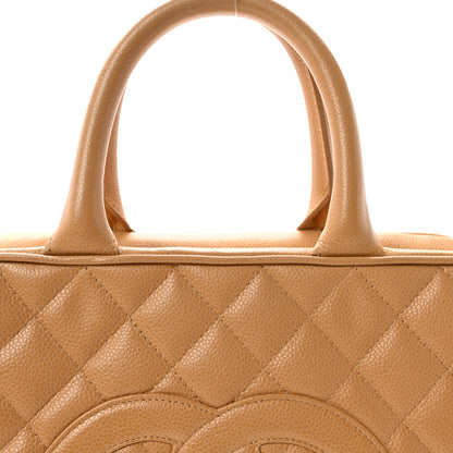 Chanel Caviar Quilted Large Bowler Bag Beige 8 of 10