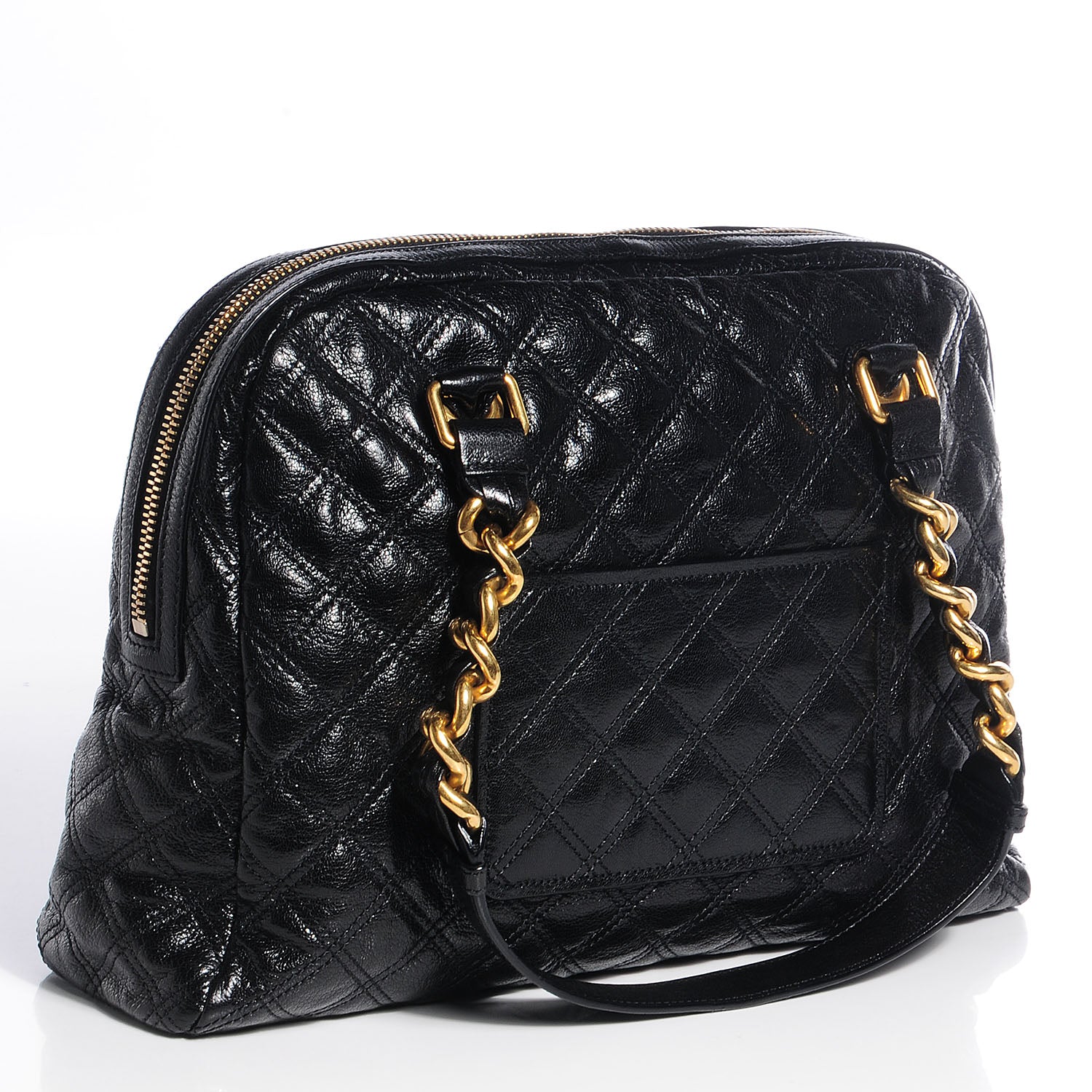 Marc Jacobs Lacquered Goatskin Quilted Karlie Satchel Black 5 of 12