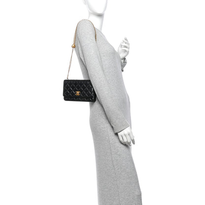 Chanel Lambskin Quilted Sweetheart Wallet On Chain WOC Black 2 of 14