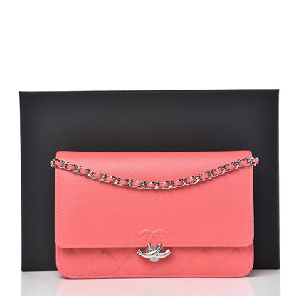 Chanel Grained Calfskin Quilted CC Box Wallet On Chain WOC Pink 9 of 9