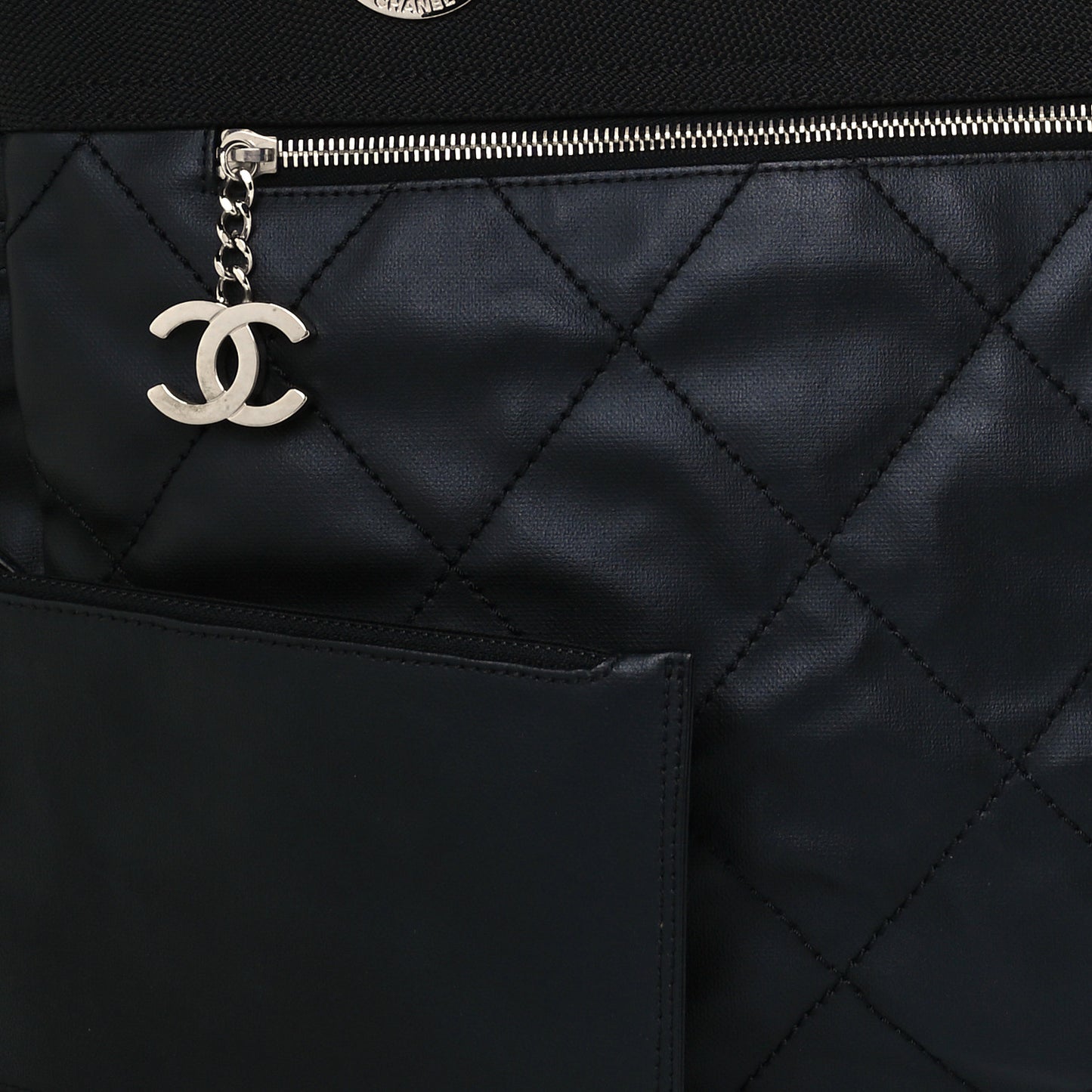 Coated Canvas Quilted Large Paris Biarritz Tote Black