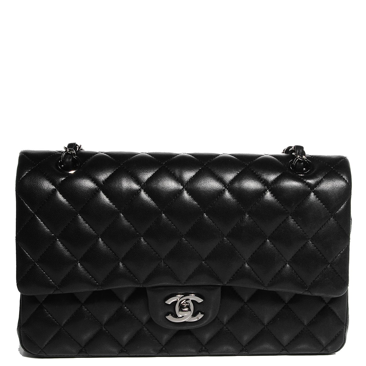 Lambskin Medium Double Flap Black