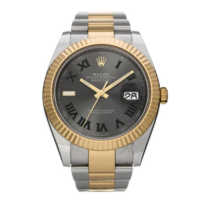 Rolex Stainless Steel 18K Yellow Gold 41mm Oyster Perpetual Wimbledon Datejust Watch Slate 126333 1 of 5