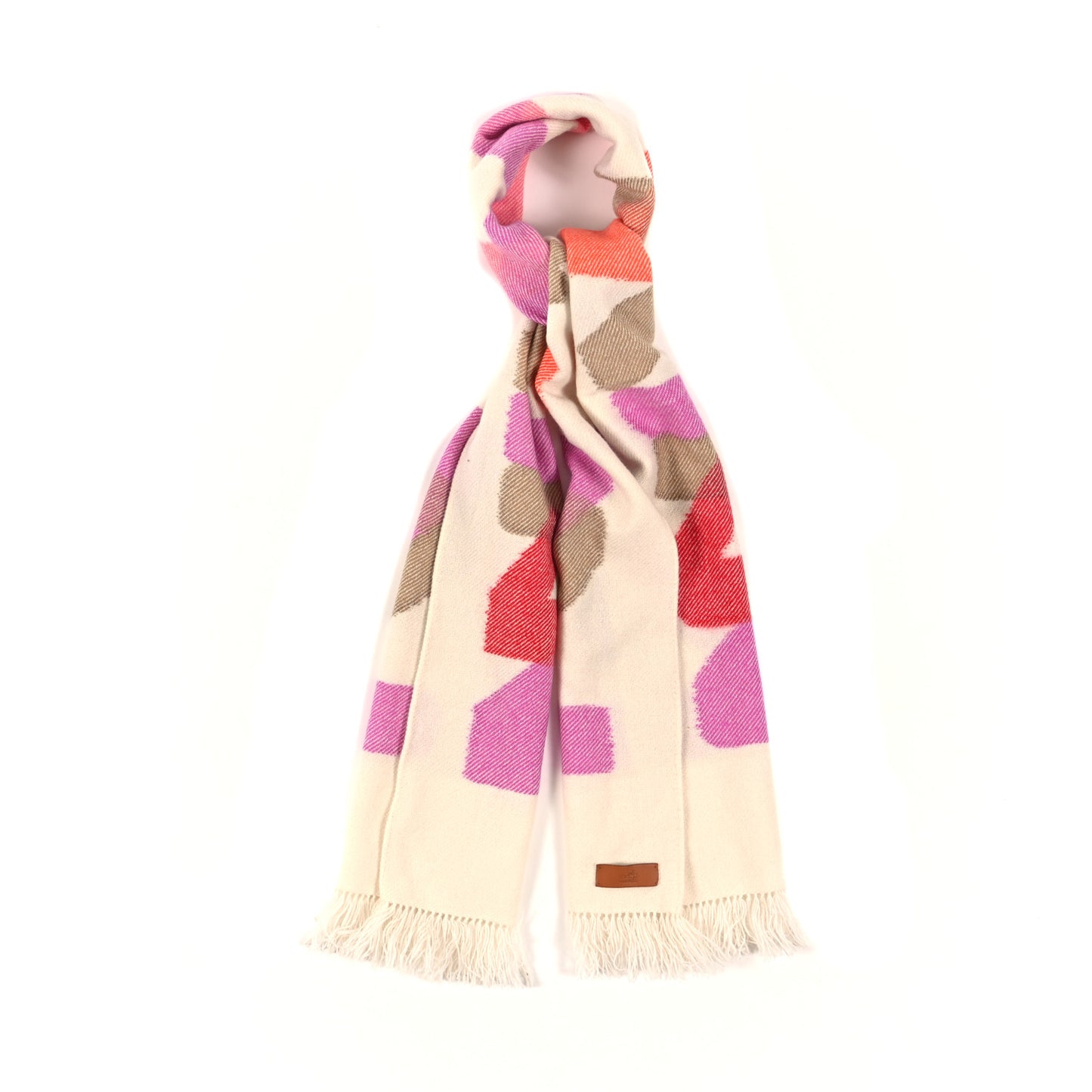 Cashmere Ikat Zig Zag Muffler Ivory