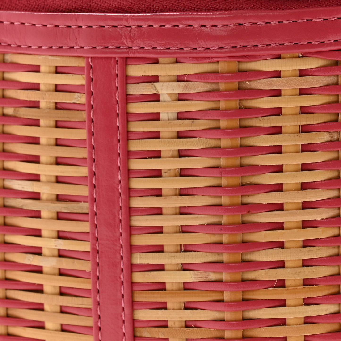 Glazed Calfskin Raffia Vanity Case Bag Pink
